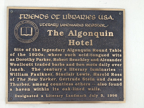 The Algonquin Hotel, New York City by OpenPlaques. CC by 2.0.